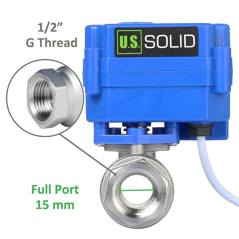 U.S. Solid 1/2" Motorized Ball Valve 85-265V AC Stainless Steel Electrical Ball Valve, 2 Wire Auto Return Setup Normally Closed - Image 5